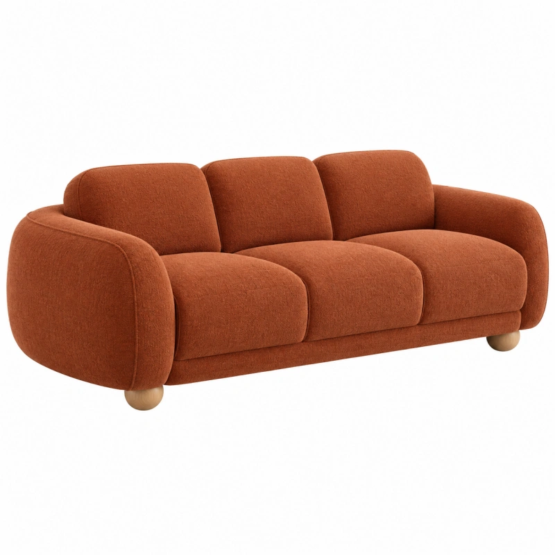Divano 3 posti 220 cm in tessuto terracotta stile moderno