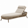 Lettino prendisole 200 x 75 cm in corda intrecciata beige con schienale regolabile
