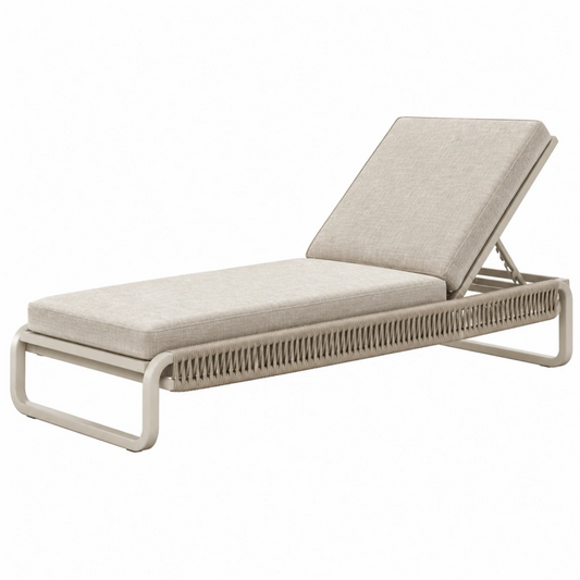 Lettino prendisole 200 x 70 cm in alluminio beige con schienale regolabile per esterno