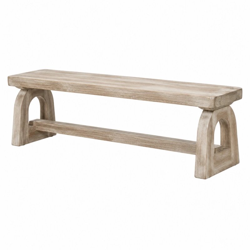Panchina 150 x 35 x 45 cm in legno beige stile rustico