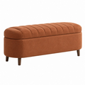 Panca contenitore 120 x 45 x 48 cm in tessuto terracotta con gambe in legno - stile moderno