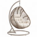 Poltrona sospesa 105 x 105 x 195 cm in rattan sintetico beige con supporto in metallo e seduta imbottita