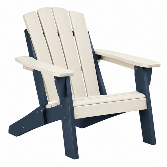 Sedia Adirondack 80 x 85 x 95 cm in plastica beige/blu per esterno con schienale inclinato