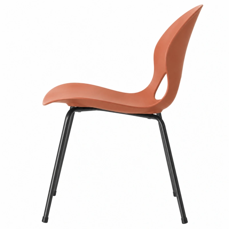 Sedia da pranzo 50 x 55 x 90 cm in polipropilene terracotta con gambe in acciaio nero - design moderno