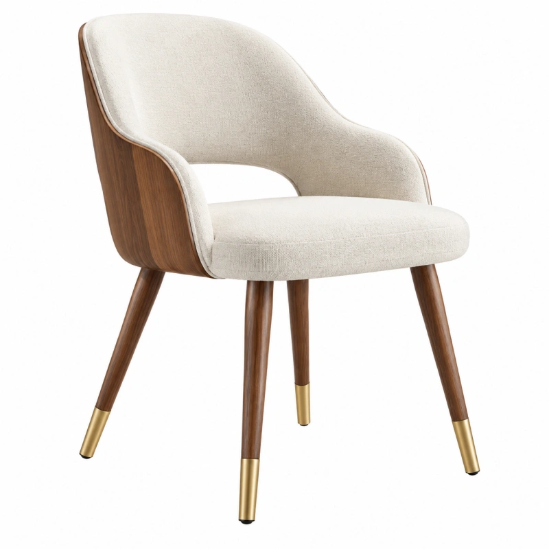 Sedia da pranzo 60 x 58 x 82 cm in tessuto beige e legno marrone stile moderno