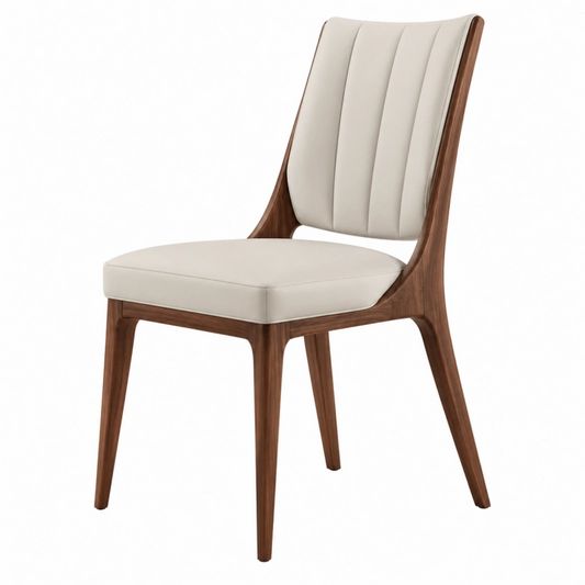 Sedia da pranzo 50 x 60 x 95 cm in legno noce e rivestimento crema stile moderno