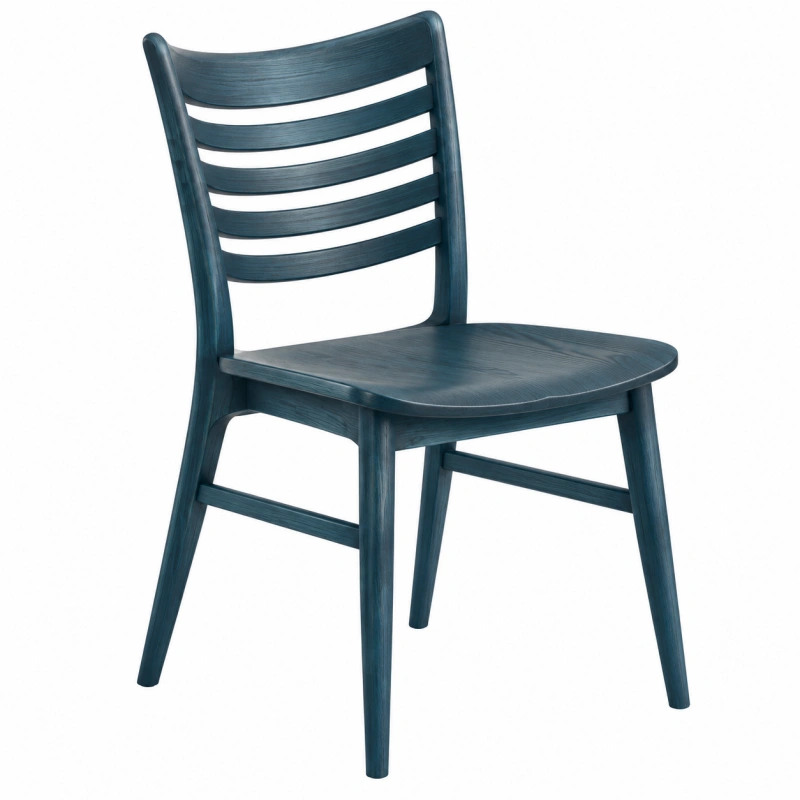 Sedia da pranzo 45 x 52 x 86 cm in legno blu scuro - schienale a listelli